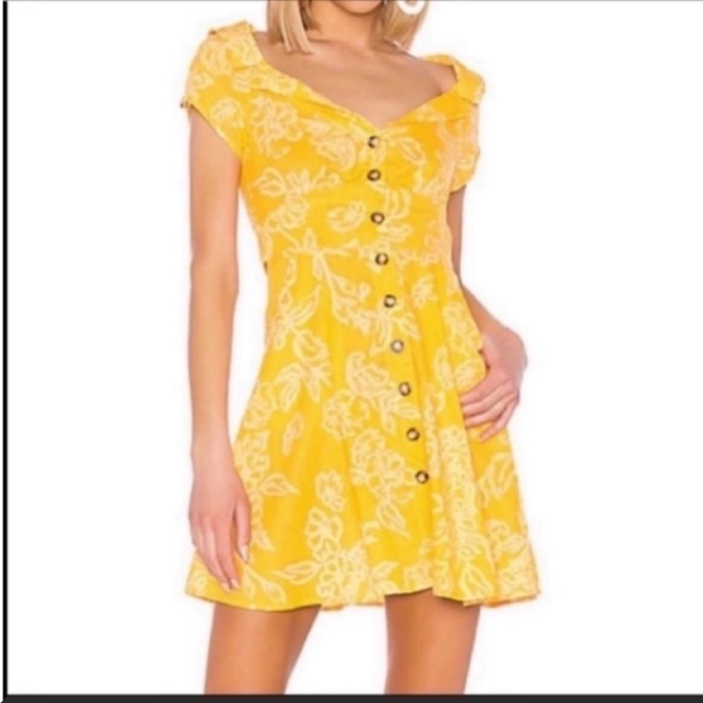 Free People A Thing Called Love Mini Dress in Sunflower Combo NWT